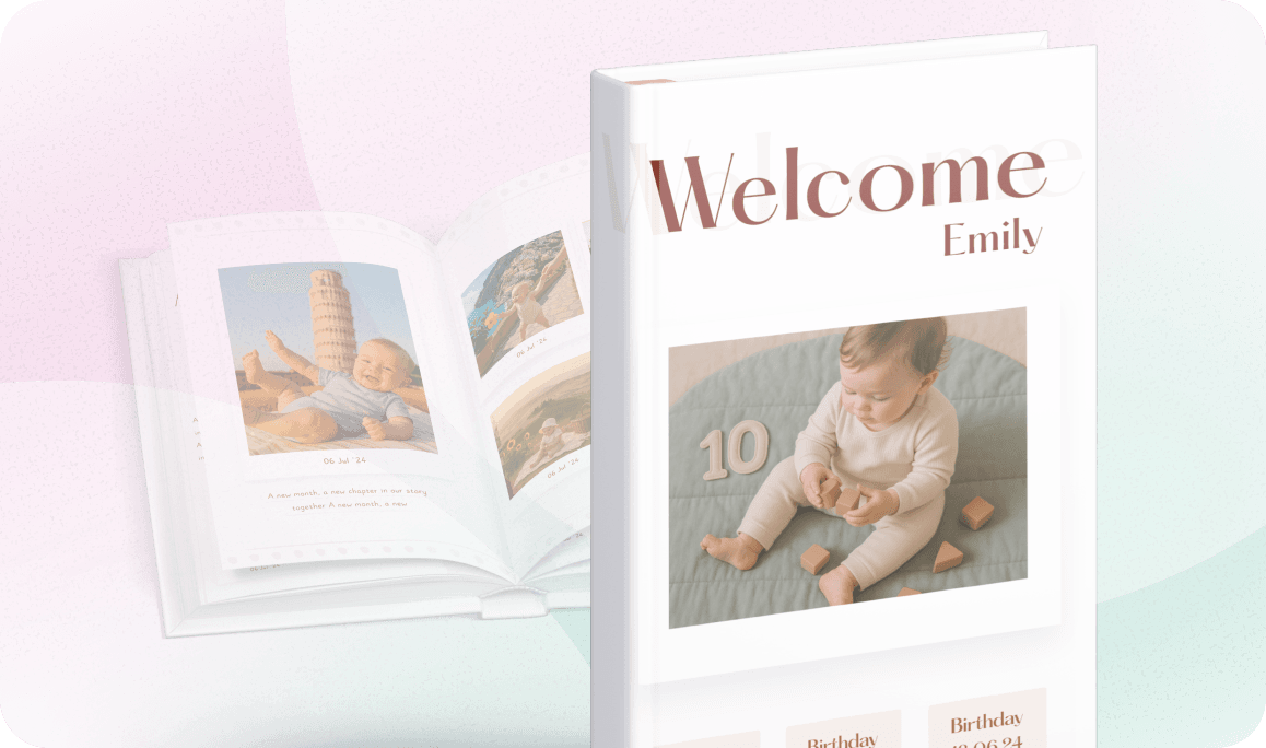 Printed baby memory book